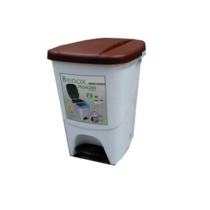 Pedal bin Denox White Brown Rectangular 25 L