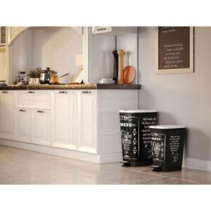 Waste bin with pedal KIS CHIC Coffee Motif Black 50 L